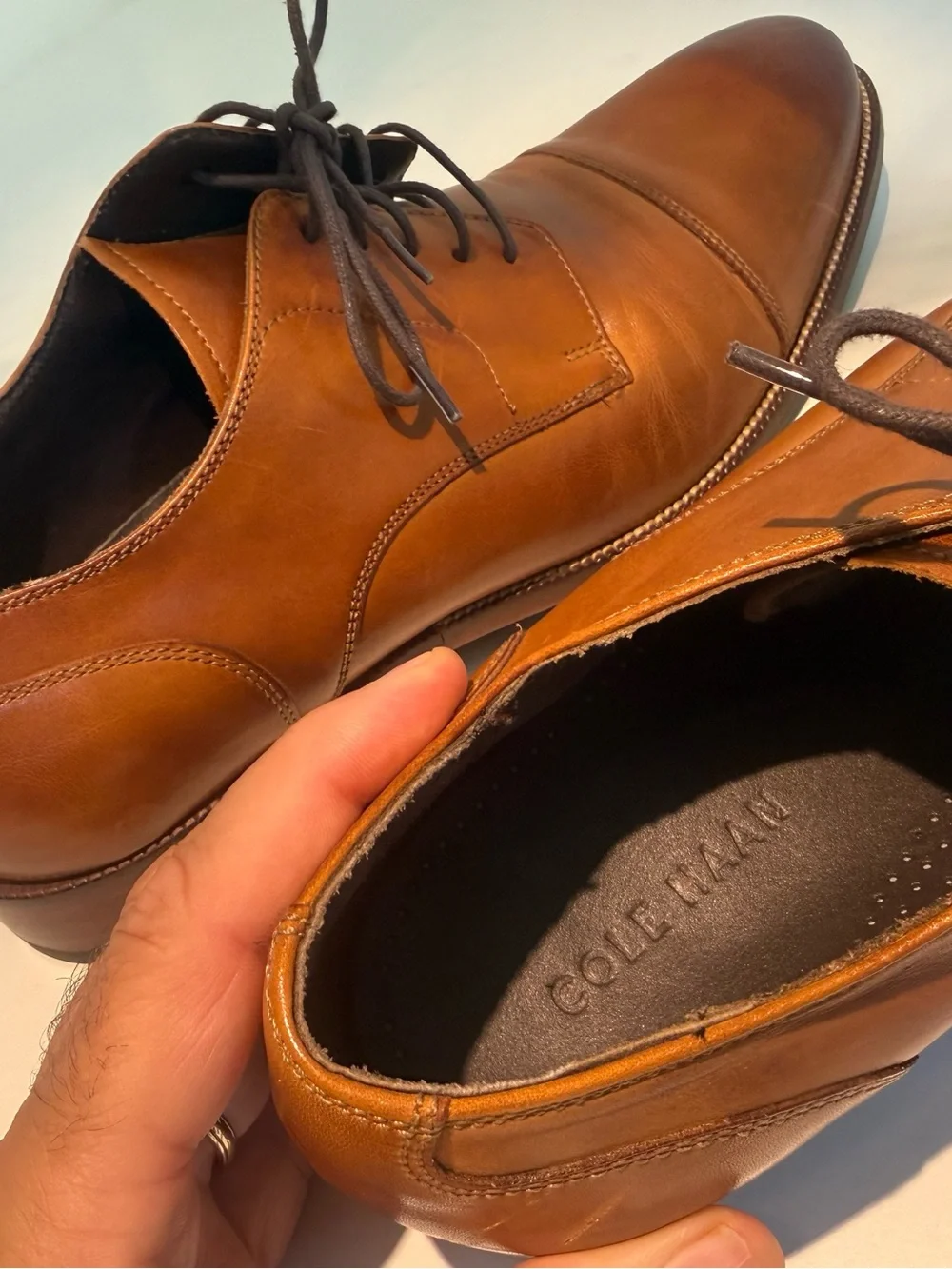 Cole Haan Men's British Tan Leather Cap Toe Oxford Dress Shoes Size C24120